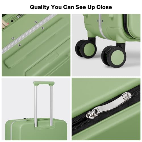 26 Inch Large Checked Luggage PC Hard Shell Suitcase Top Opening Aluminum Frame Travel Suitcases with Wheels (Avocado Green / 26-inch)