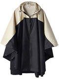 Adult Rain Poncho Waterproof Hooded Zipper Raincoat with Pockets (One Size / A-black-white)