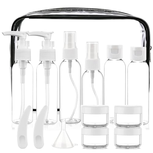 Travel Bottles for Toiletries 15 Pack White TSA Approved Bottles (I-White-15pcs)