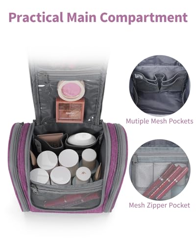 Hanging Travel Toiletry Bag for Women (AA-Purple / Medium)