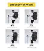 Convertible Duffel Backpack Multi Size Weekender Gym Bag Black 55L (55L / Black)