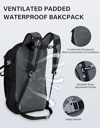 Hiking Backpack 22L Small Hiking Hydration Gear Lightweight Camping Backpack Travel Daypack for Women Men Outdoor Bag for Biking Climbing (Black / 22L)
