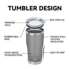 20oz Tumbler with Lid Stainless Steel Tumblers Bulk (White / 8 count)