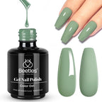 Beetles Green Gel Nail Polish 15ML Soak Off UV Gel for Fall Nail Art DIY (H - Creme Green | Eucalyptus)