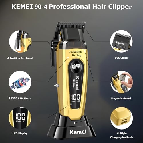 90 4 Professional Hair Clippers for Men 11500 RPM Barber Clippers (Gold)