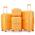4 Piece Expandable Hardshell Pink Luggage Sets with Spinner Wheels (A#Orange / 4 Piece Set)