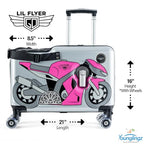 LIL FLYER GO Version 2 Ride On Suitcase for Kids (Pink Motorcycle V2)