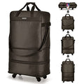 Suitcases with Wheels Expandable Foldable Luggage Bag Suitcase Collapsible Rolling Travel Bag Duffel Bag for Men Women Lightweight Suitcases without Telescoping Handle (Coffee)