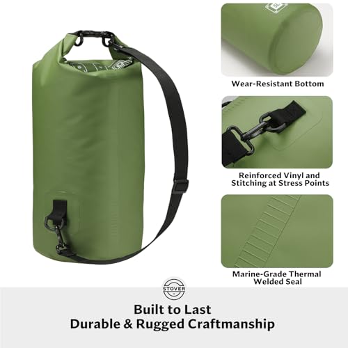 5/10/25/30/40L Waterproof Dry Bag, Small Lightweight Roll Top Dry Bag Backpack w/Waterproof Phone Case, Kayaking, Travel, Hiking, Fishing, Tubing, Camping, the Beach, Men/Women (Green) (5/10l Green / 5L)