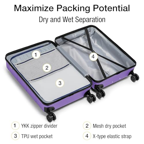 Luggage Sets 2 Piece Suitcase Set Hardshell 20 inch (Lt Purple / 2-Piece Set (20/24))