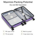 24 Inch Luggage TSA Approved Hardshell Suitcases with Spinner Wheels Durable PC+ABS Medium Checked Travel Luggage for Women Men Lt Purple (Lt Purple / Checked-Medium 24-Inch)
