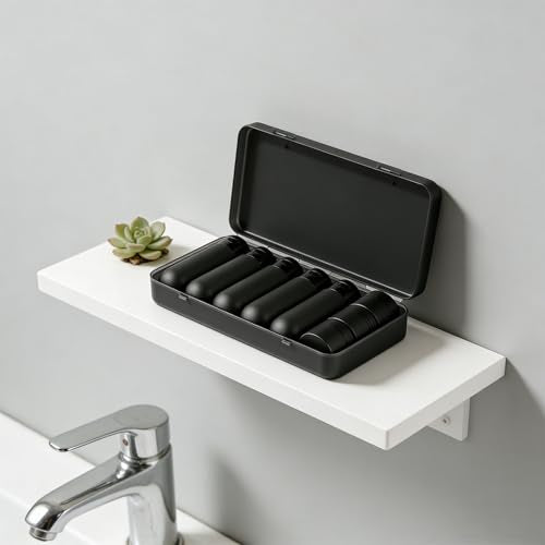 8 Pack Travel Bottles for Toiletries with Case (Black)