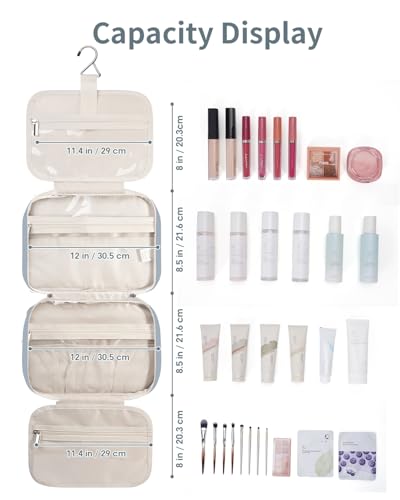 Travel Toiletry Bag for Women (A-Greyish Blue / Large)