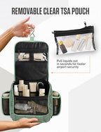 Hanging Travel Toiletry Bag (Green Leaves)