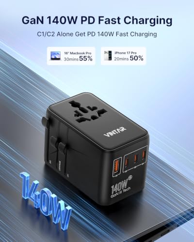 Universal Travel Adapter (140W Black)