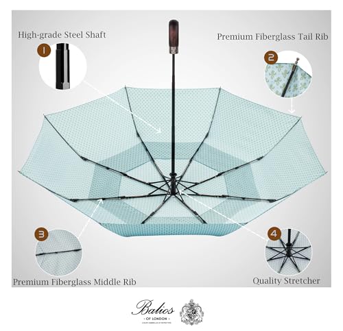 Folding Umbrella Real Wood Handle Pimlico Milky Blue (Pimlico Milky Blue)