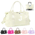 Initial Travel Duffel Bag Sports Gym Bag for Kids Teen Birthday Gifts (Beige / J)