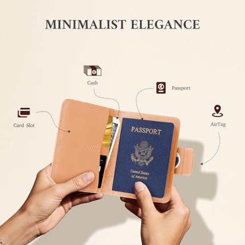 Genuine Leather Passport Holder (Beige)