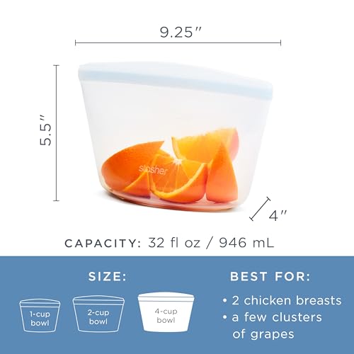 Premium Reusable Silicone Food Storage Bowl (Deep Ocean / 4-Cup)