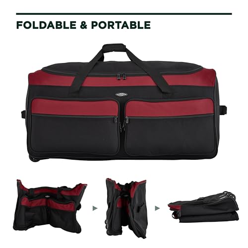 36" Asgard 3 Wheel Rolling Duffel Bag (Red)