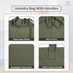LFH Home Large Premium 1pack Cotton Rich Canvas Laundry Bag with Drawstring and Handles Heavy Duty (28"x36" / Military Green)