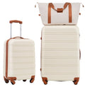 Luggage sets of 2 Piece (3-Piece Set(20+28IN+Bag) / White and Brown)