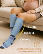 Thick Soft Cotton Compression Socks (Blue and Navy Blue / Large-X-Large)