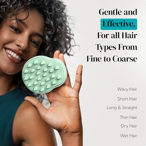 2 Pack Large Scalp Massager Scrubber Shampoo Brush for Hair Growth (New Beige & Green)