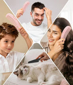 Dandruff Comb Removal 2PC Hollow Fine Tooth Scalp Detox Hair Care Tool (Pink+Black 2PC)