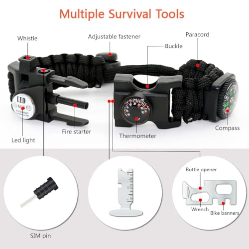 20 in 1 Paracord Bracelet (Orange +Black)