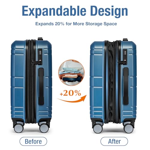 Carry On Luggage 22x14x9 Airline Approved (Sapphire)