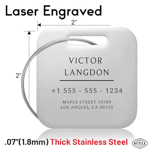 Stainless Luggage Tags for Suitcases (Classic Square-silver)