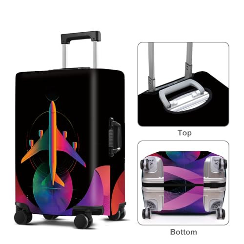 Colorful Airplane Luggage Cover Washable Suitcase Protector Anti (Colorful airplane / S(20-22inch suitcase))