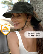 Sun Hats for Women Ponytail Wide Brim Summer Packable Cowboy Hat (One Size / Army Green)