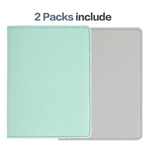 2 Pack Passport covers and Vaccine Card Holder PU Leather Passport Wallet Vaccine Case Protector Slot Travel Passport Wallets for Women & Men (Green)