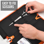 Leather 5 Scissor & Shear Storage Case for Hairstylist (Orange)