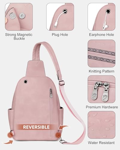 Large Sling Bag for Women (Pink Retro Style)