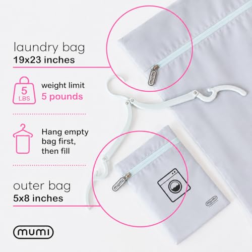Smell Proof Travel Laundry Bag with Folding Hanger (Grey)