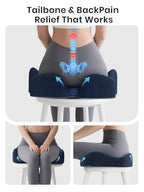 Seat Cushion Memory Foam Car Seat Pad (Dark Blue / 19 x 17 x 5 inches)