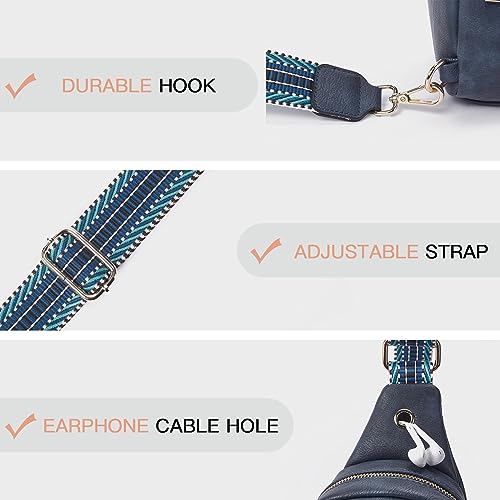 Sling Bag for Women Vegan Leather Small Fanny Pack Crossbody Bags Chest Bag for Women Navy Blue (2-navy Blue)