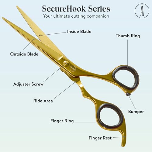 Professional Hair Cutting And Thinning Scissors (Gold / SecureHook Series)