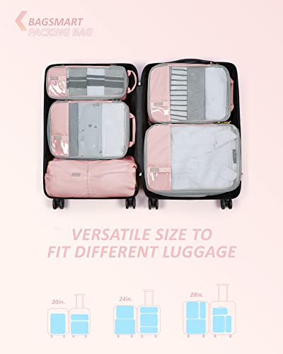 6 Set Compression Packing Cubes for Travel (Mix-Blush Sky / Set of 6)