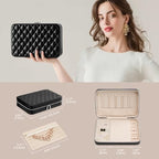 Travel Jewelry Case for Women Girls (Black / Large (10"W*6.69"D*2.17"H))