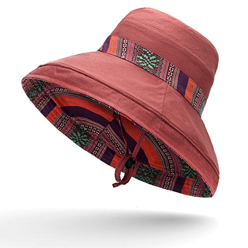 Women Summer Wide Brim Sun Hat Bucket Fishing Hats UV Protection (Medium / Qf001-jiaotang)