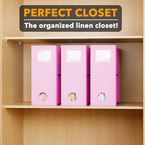 3 Pack Bed Sheet Organizers and Storage (3 Pack / Pink)