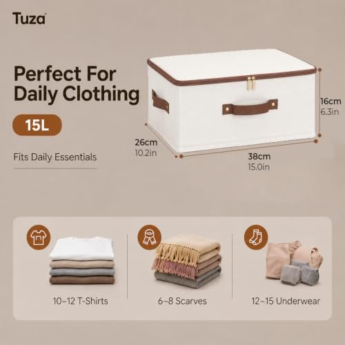 3 Pcs Rigid Storage Bins with Zipper Lid (Beige / M-15L)