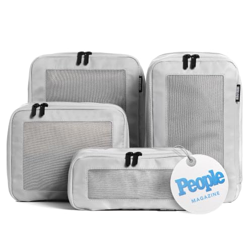 Compression Packing Cubes for Travel (4-Pack / Light Grey)
