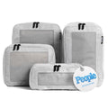 Compression Packing Cubes for Travel (4-Pack / Light Grey)
