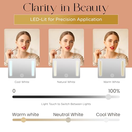 Lighted Makeup Case with Mirror + 10x Mini Mirror (White)