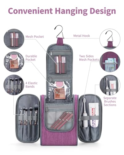 Hanging Travel Toiletry Bag for Women (AA-Purple / Medium)